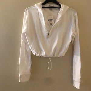 White Terry cropped hoodie